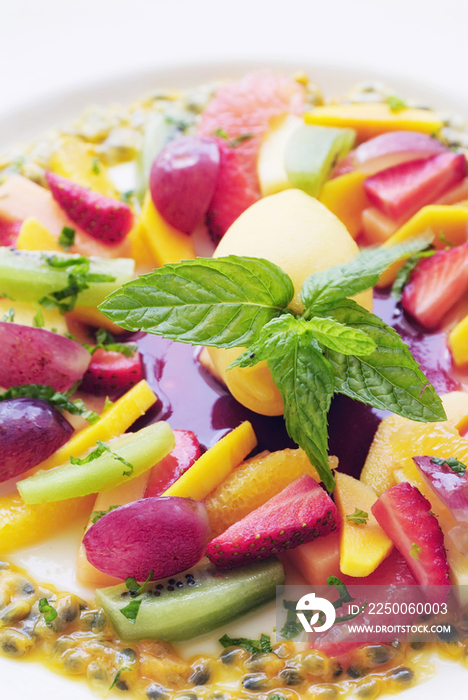 Fruit salad on plate