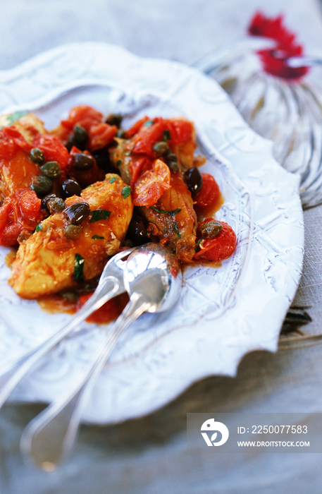 Chicken with capers and olives