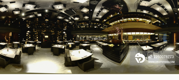 Panoramic shot of elegant restaurant