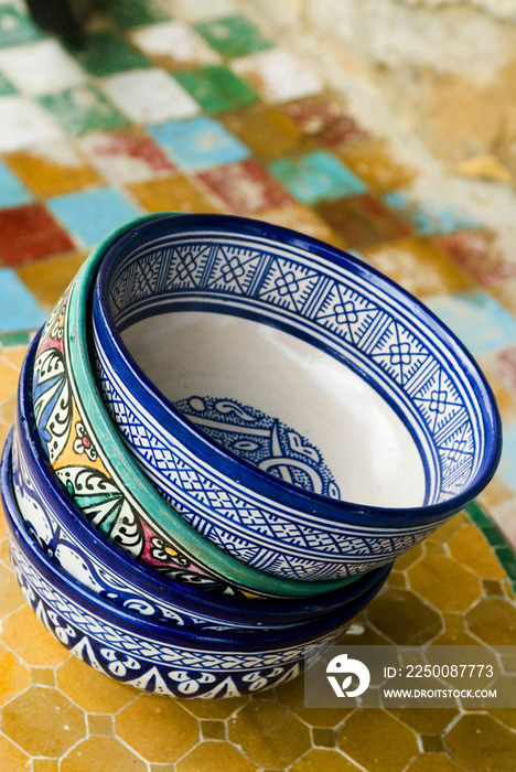 Hand made cups at Poterie de Fes 32 Ain Nokbi Route Sidi Harazem-Fes, Morocco