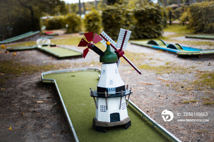 Mini golf court in playground.