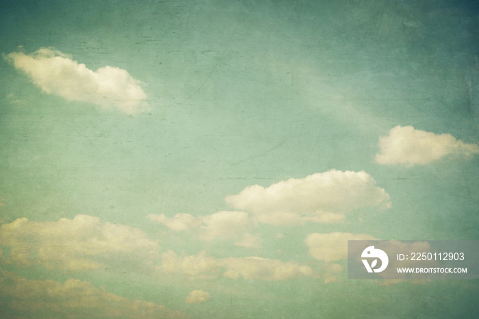 Vintage clouds and blue sky with texture effect.
