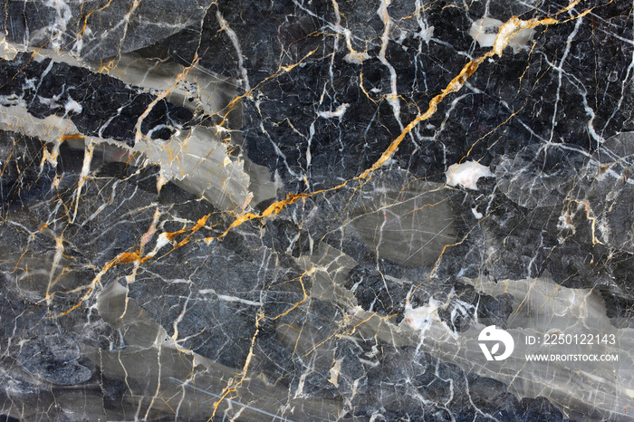 Patterned structure of dark gray marble pattern (Gold Russia) for design.