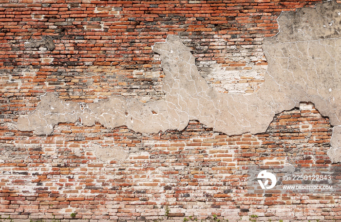 开裂的混凝土复古砖墙背景