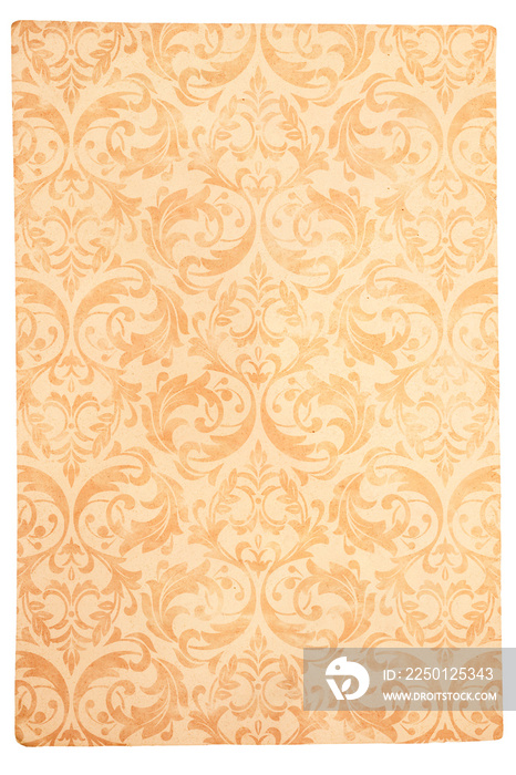 retro floral damask paper, vintage design, old grunge paper texture, vertical shot