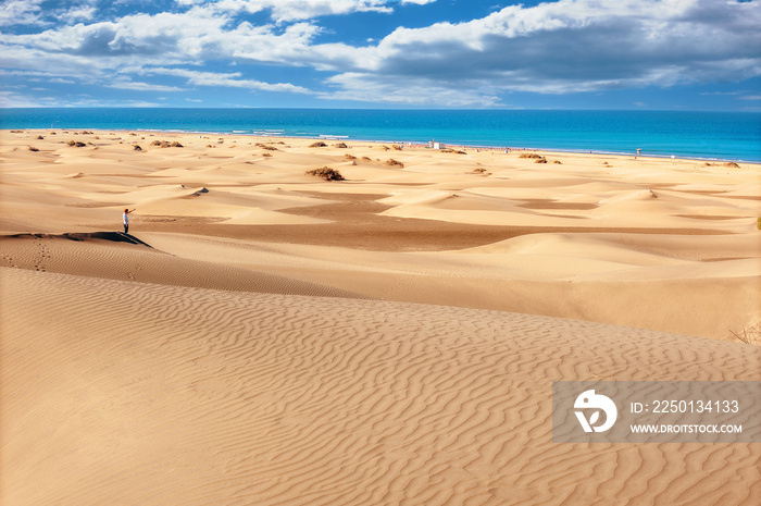 National park of Maspalomas sand dunes. Gran Canaria, Canary islands, Spain