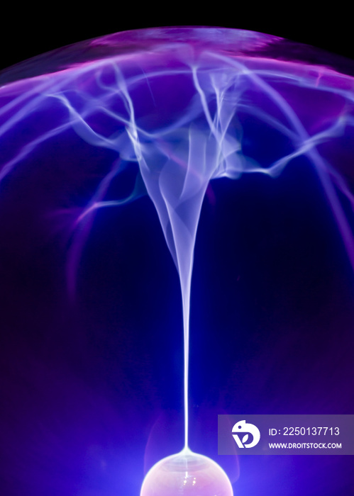Close up detail of plasma sphore. Creative colored long exposure photography.