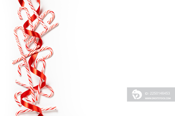 Red Candy Cane Border on White