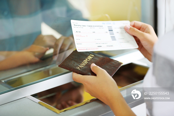 Airport Check-In Counters With Passengers