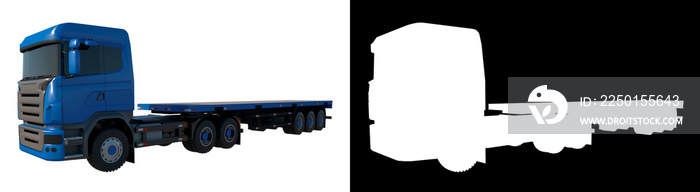 Flatbed truck 1- Perspective F view white background alpha png 3D Rendering Ilustracion 3D