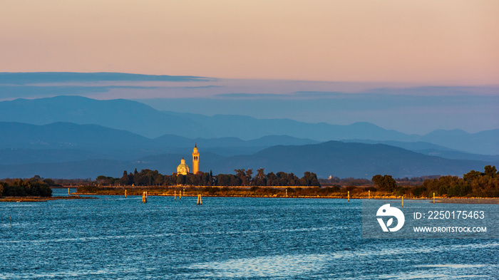 Grado and its lagoon at sunset. Glimpses of tranquility.