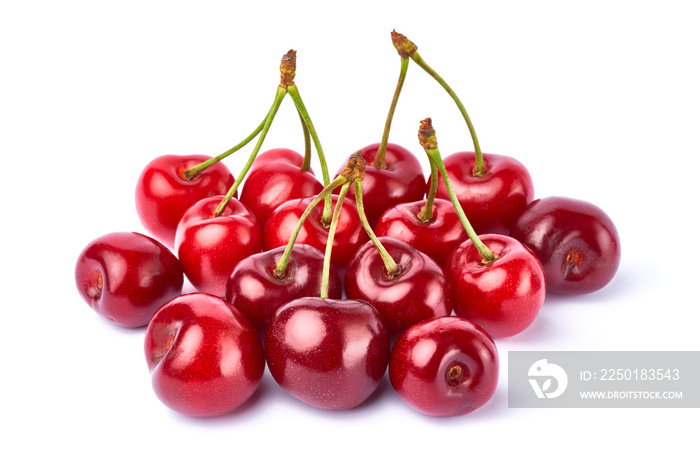 sweet cherry fruits isolated on white background