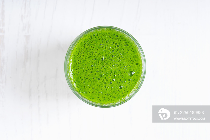 Healthy green smoothie in glass