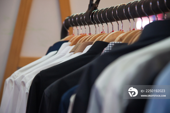 Shirts hanging at shop | men wear garment business