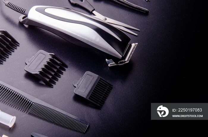 Shaving, Razor, brush, Comb, scissor, clippers and hair trimmer. Accessories for Barber shop equipme