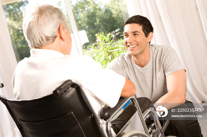 Young volunteer in retirement house