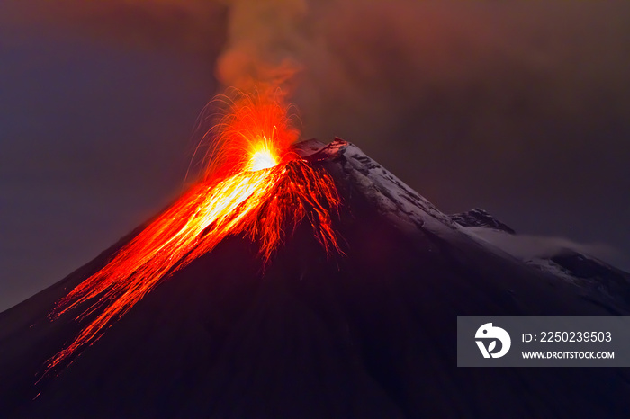 火山喷发出熔岩