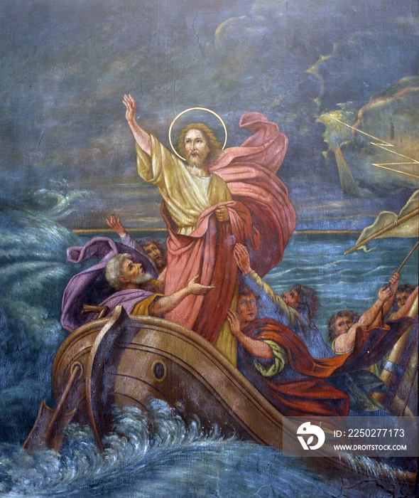 Jesus Calms a Storm on the Sea