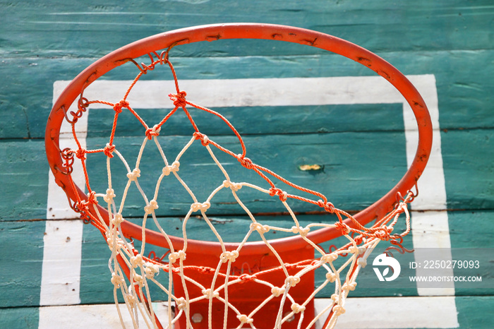 Old basketball net and green board