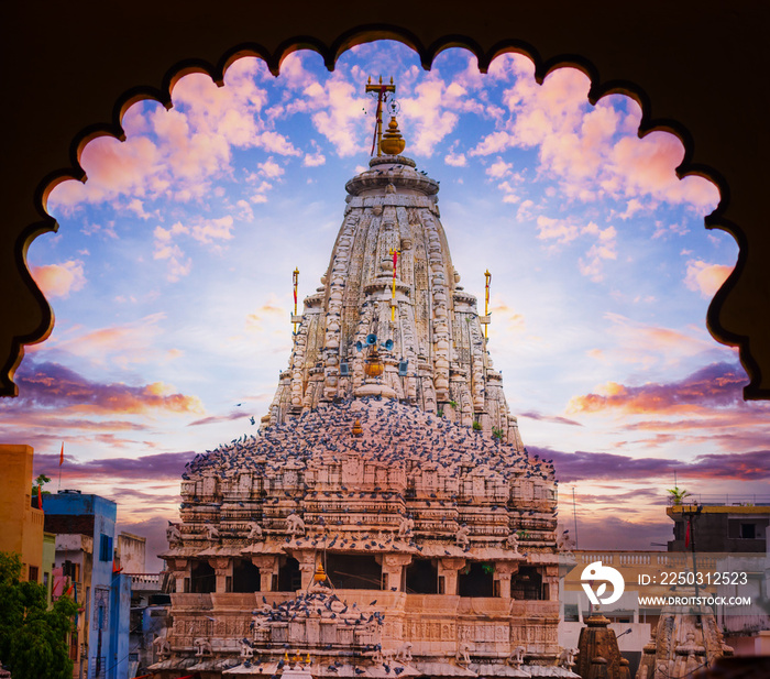 Top view of Jagdish temple or Jagnath temple in Udaipur Rajasthan, India 