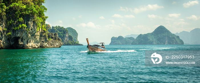 Traditional long tail boat at koh Hong island