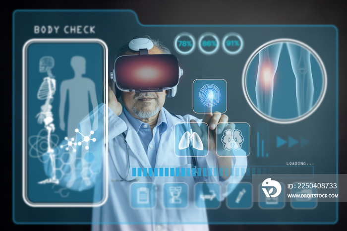数字医疗健康未来和全球元宇宙技术，医生佩戴最佳VR耳机eq