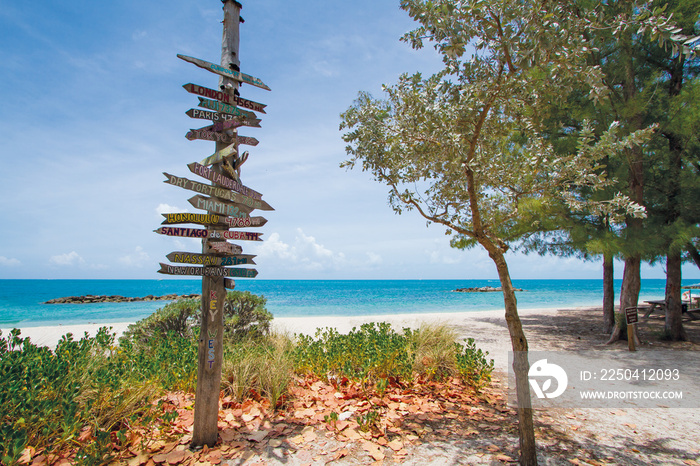 Direction Sign at Fort Zachary Taylor Historic State Park, Key West, Florida