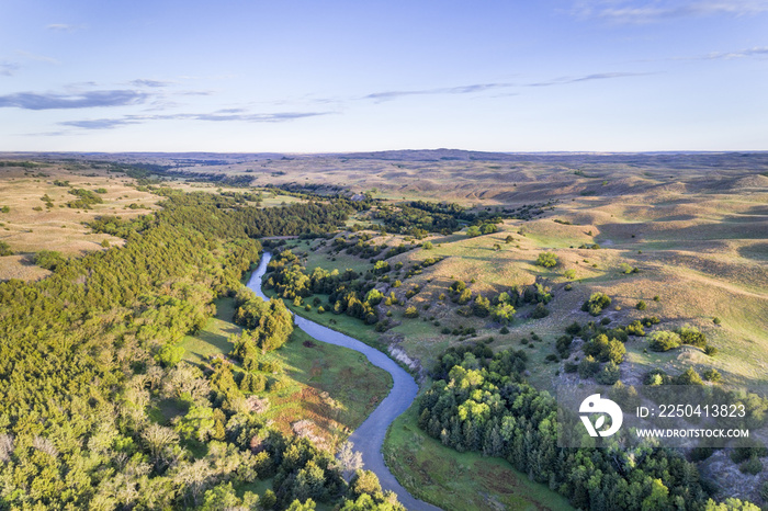 aerial view of Dismal River in Nebraska Sandhills