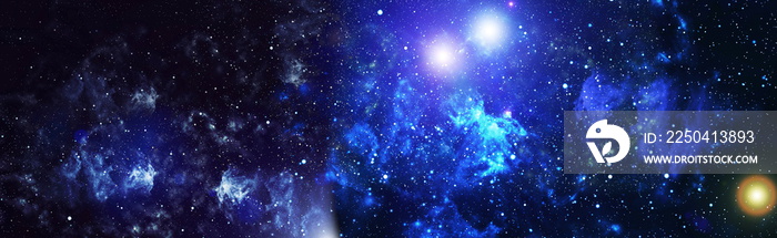 星空般的外太空背景纹理。有许多恒星的蓝色黑暗夜空。太空中的银河系