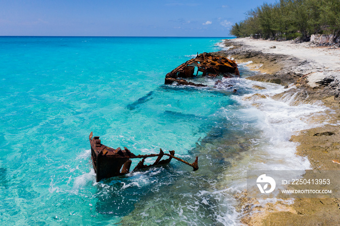 Shipwreck on the Caribbean Shores of Bimini, The Bahamas