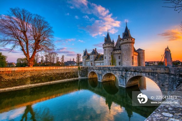 法国卢瓦尔河谷卢瓦尔河畔苏利著名中世纪城堡。
