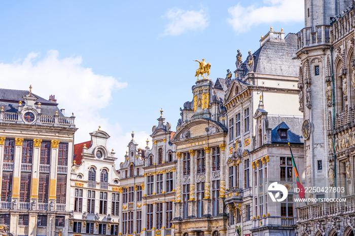 Buildings facade at sunset in Grand Place