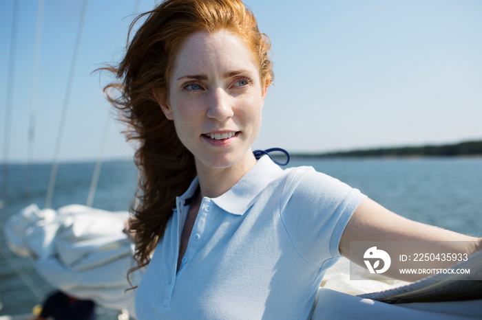 Portrait of woman on yacht