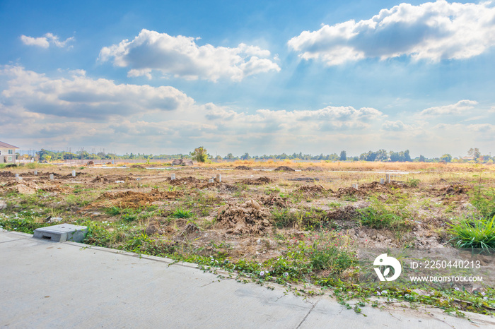 Empty land for housing estate development construction new house project