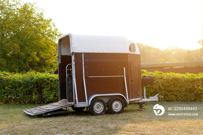 Horse trailer. vehicle for horse transportation Travel with animals