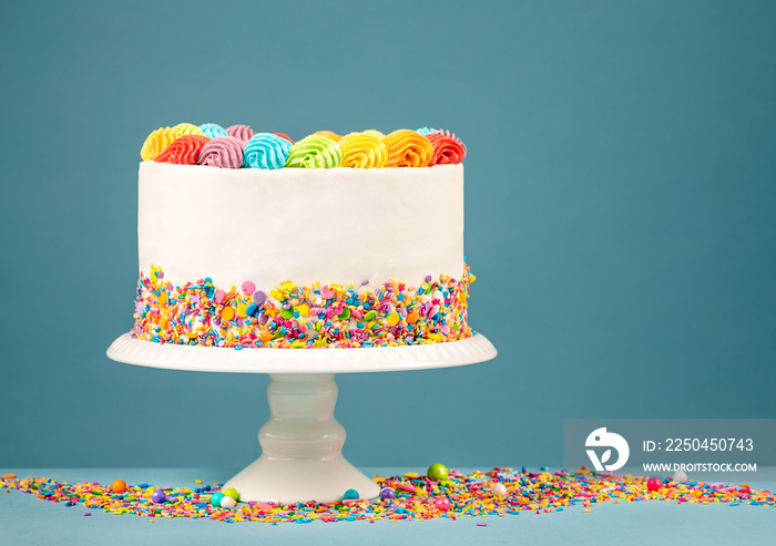 colorful Birthday Cake with Sprinkles