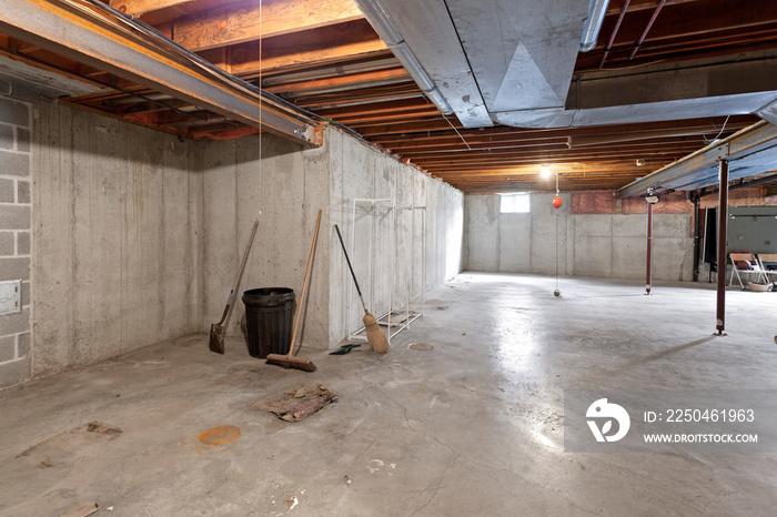 Empty, unfinished basement