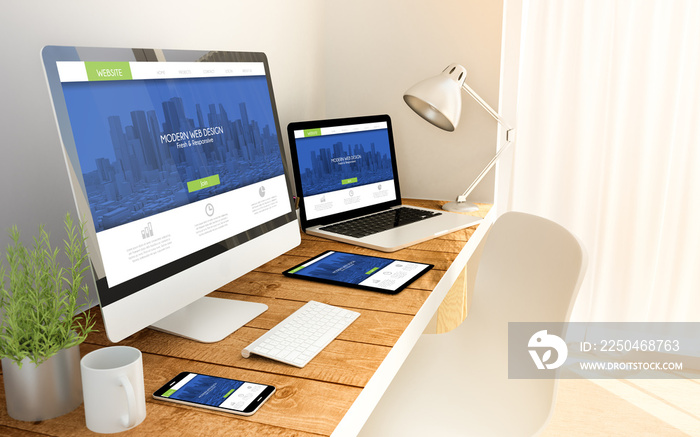 fresh and modern responsive design concept on devices