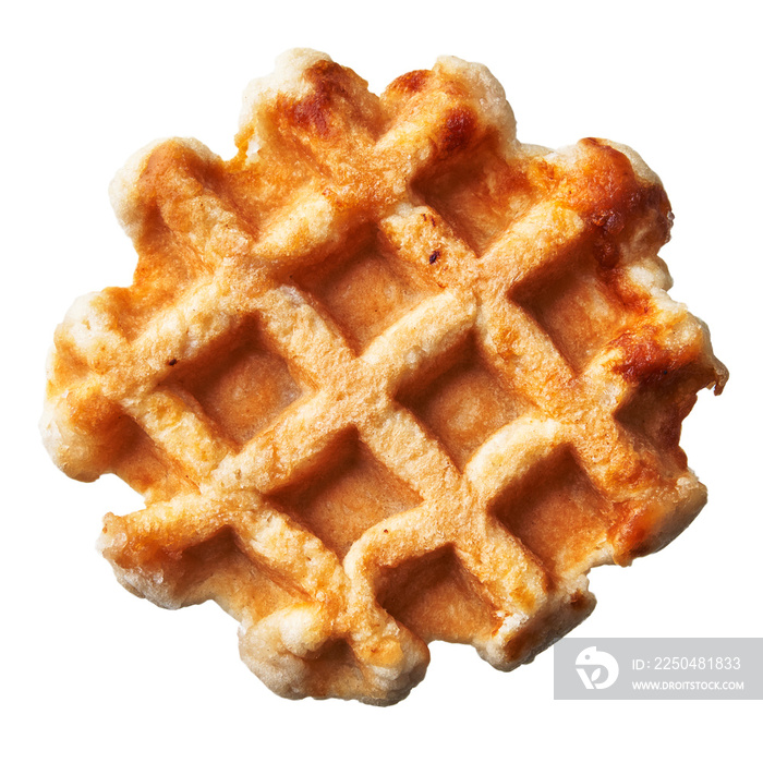 Single delicious waffle isolated over white background