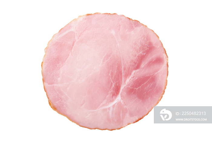 Sliced smoked ham isolated on white background