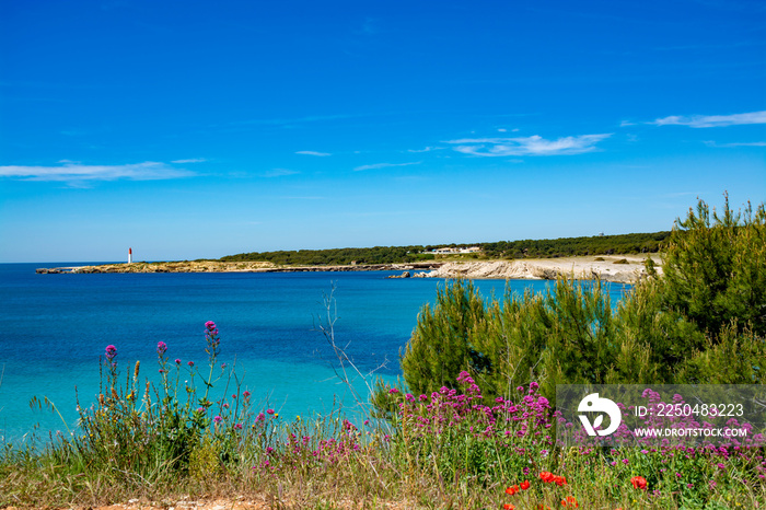 Crystal clear blue Mediterranean sea water on St.Croix Martigues beach, Provence, France