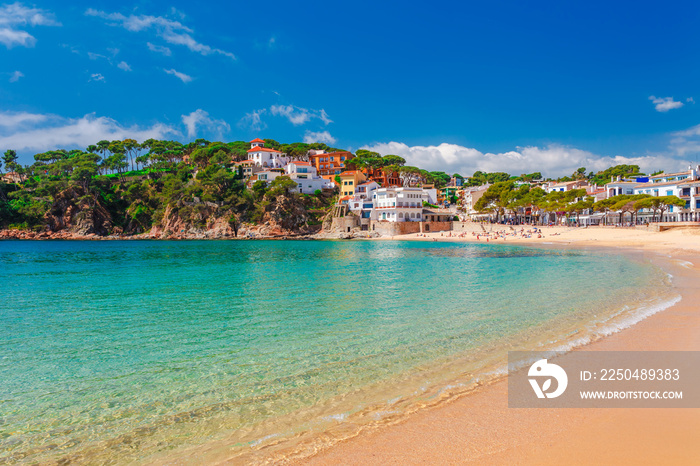 Sea landscape Llafranc near Calella de Palafrugell, Catalonia, Barcelona, Spain. Scenic old town wit