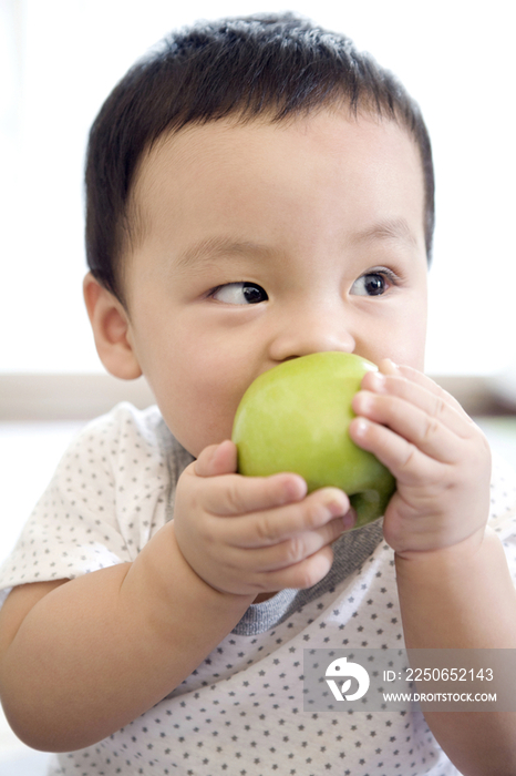 可爱的宝宝吃苹果