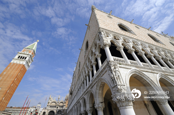 Italy,Veneto, Venice, San Marco square, Palazzo Ducale and bell tower 
