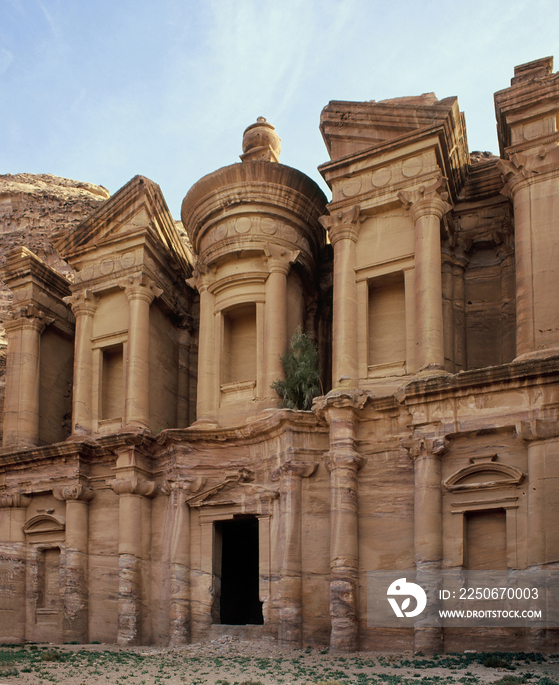 The ornate carved rock-tomb known as The Monastery El Deir, Petra, Jordan