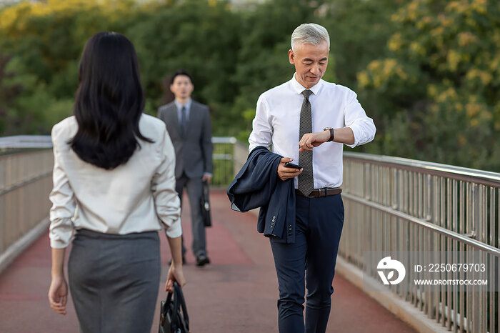 自信的商务人士去上班