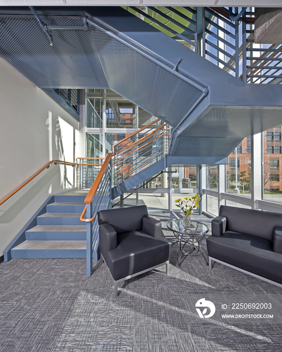 Lobby Seating and Stairs in an Office Building