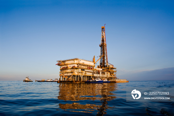 Oil or natural gas rig in Galveston Bay, Texas.