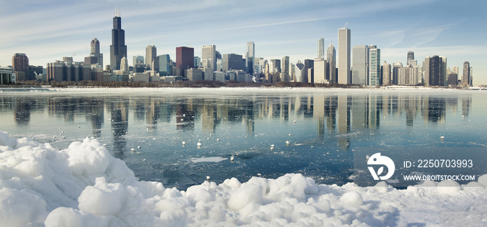 芝加哥冬季全景图。