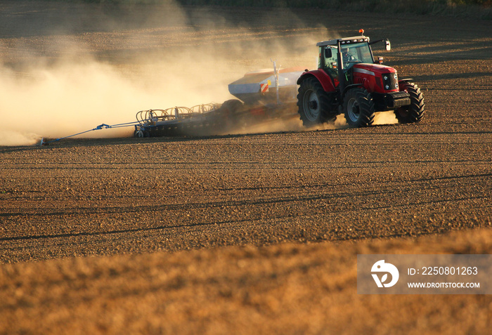 Tractor working on the field